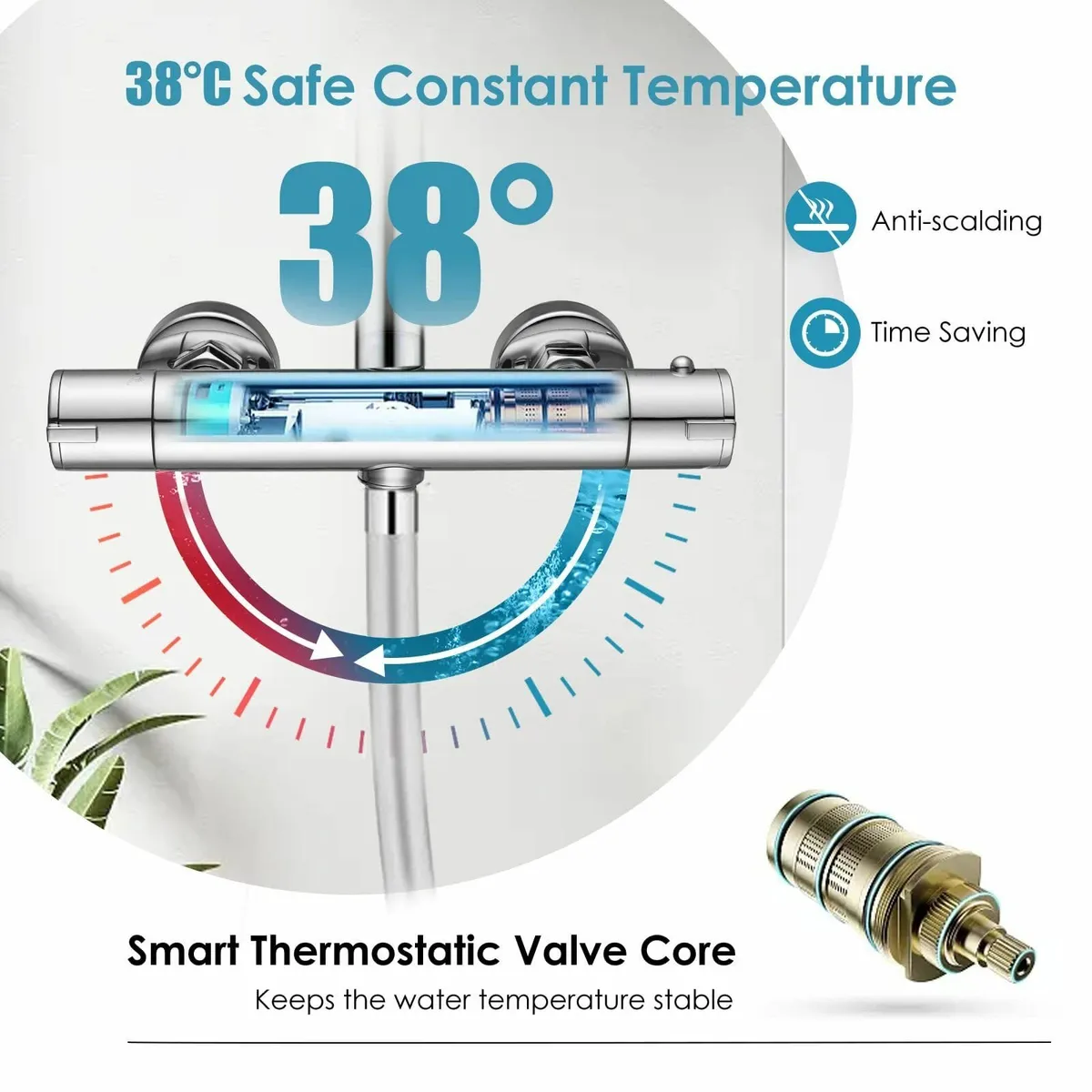 Thermostatic Shower Mixer Bar Valve Wall Mounted M - Image 2