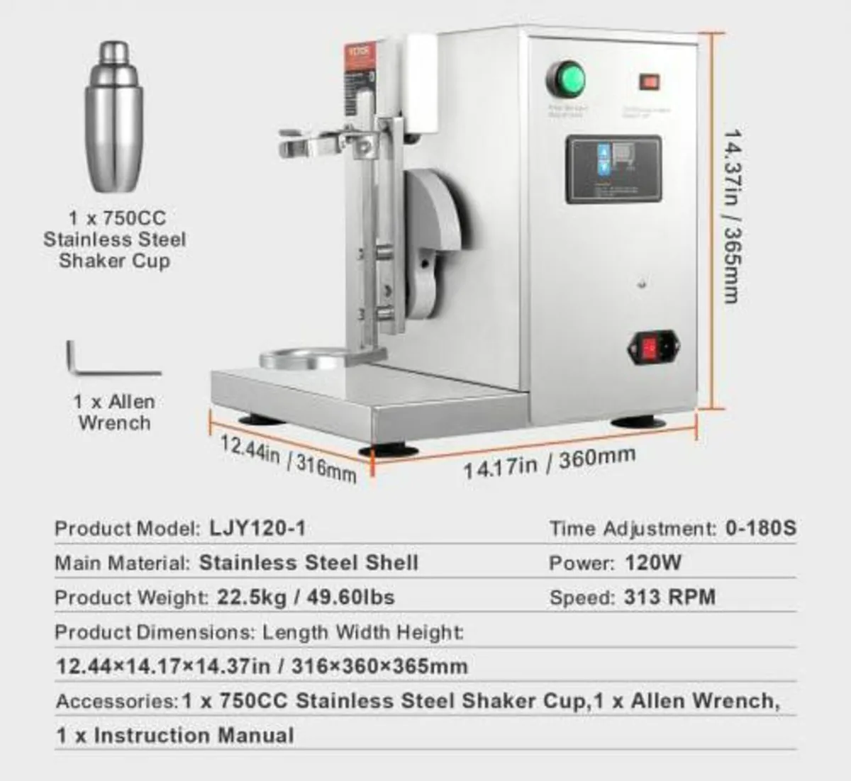 120W Commercial Milk Tea Shaker Machine, Single He - Image 2