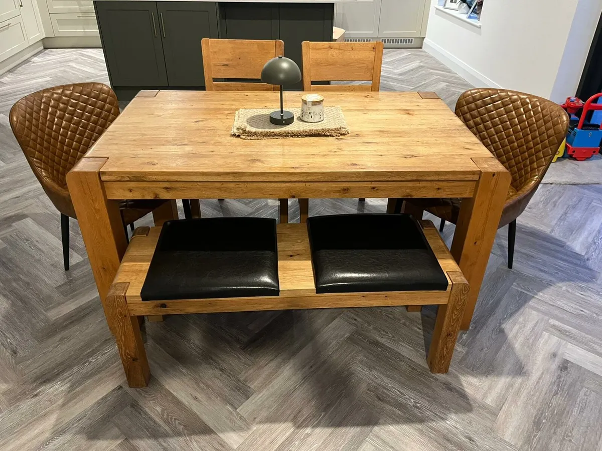 Table and chairs/ bench - Image 1
