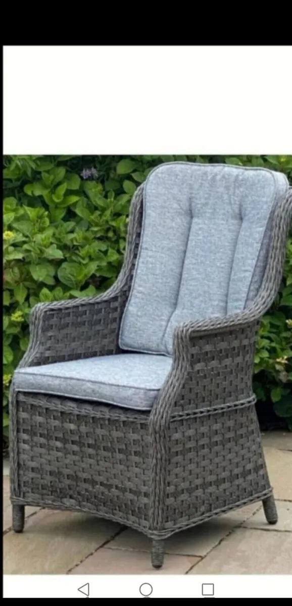 Brand New Dark Grey Rattan Chairs x 3  + Table - Image 1