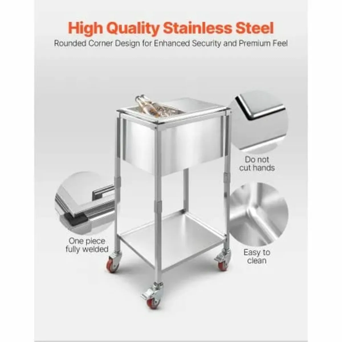 Rolling Ice Chest Cooler Cart, 20"L x 14"W x 38"H - Image 4