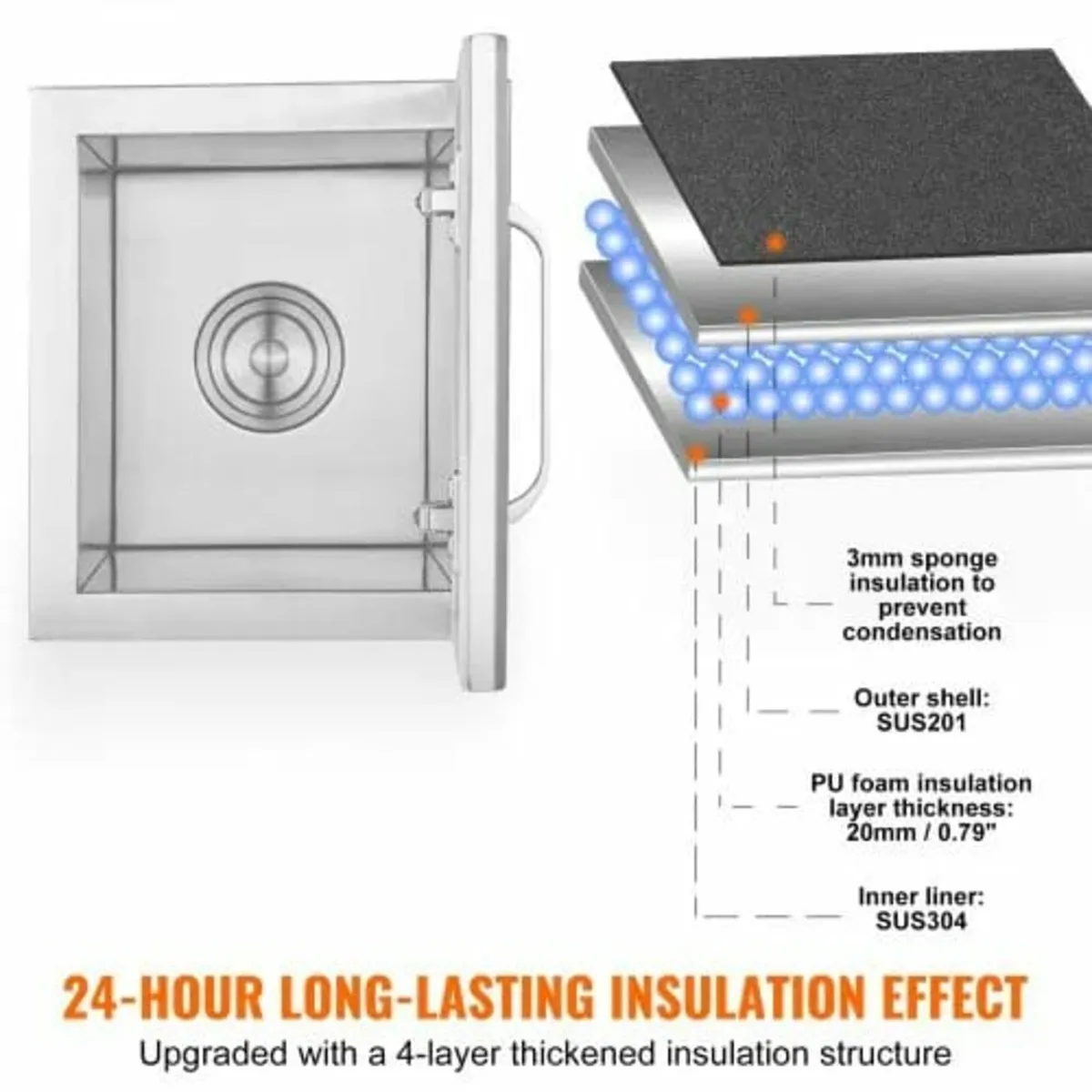 Drop in Ice Chest, 14"L x 12"W x 18"H Stainless St - Image 3