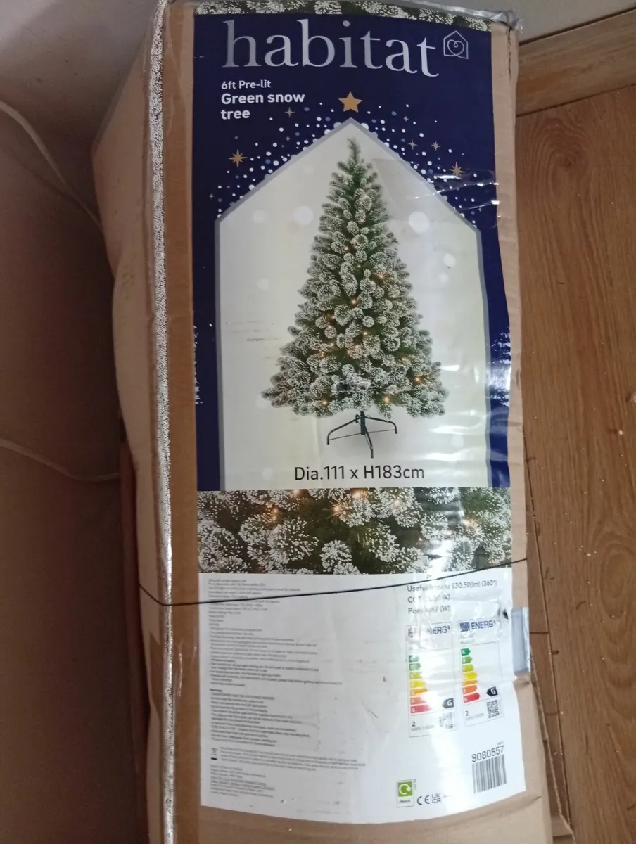 6ft Pre-lit Snow Green Christmas tree - Image 4