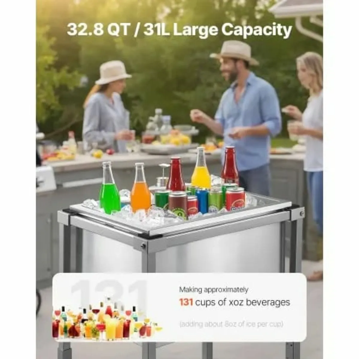 Rolling Ice Chest Cooler Cart, 22"L x 16"W x 38"H - Image 2