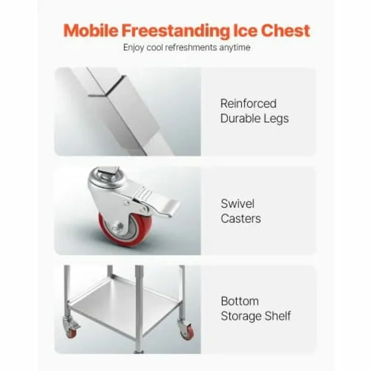 Rolling Ice Chest Cooler Cart, 22"L x 16"W x 38"H - Image 4