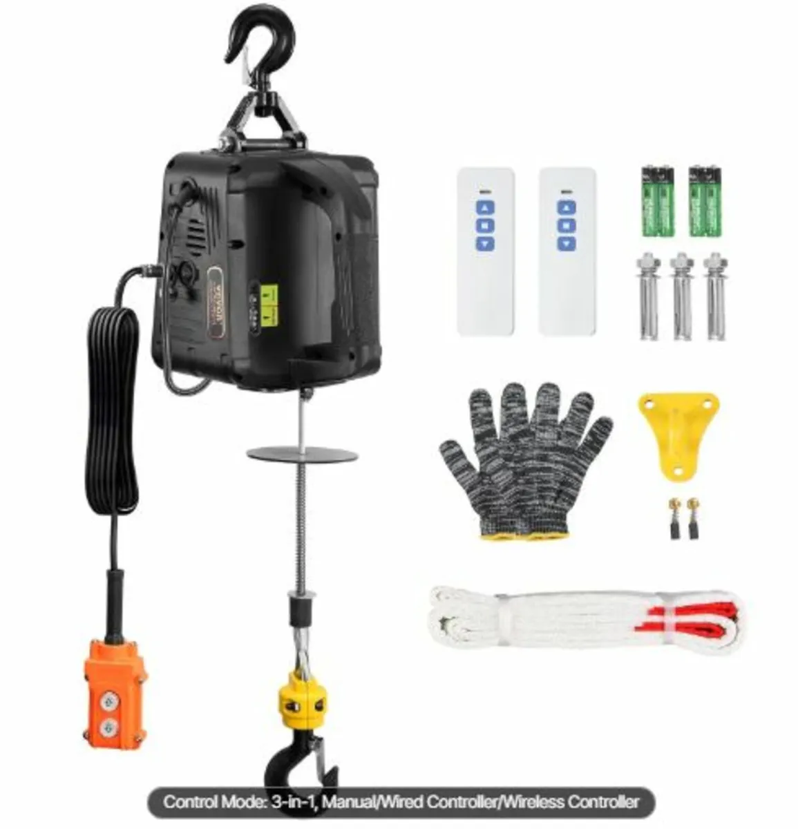 3-in-1 Portable Electric Hoist Winch 499 kg Wired - Image 1