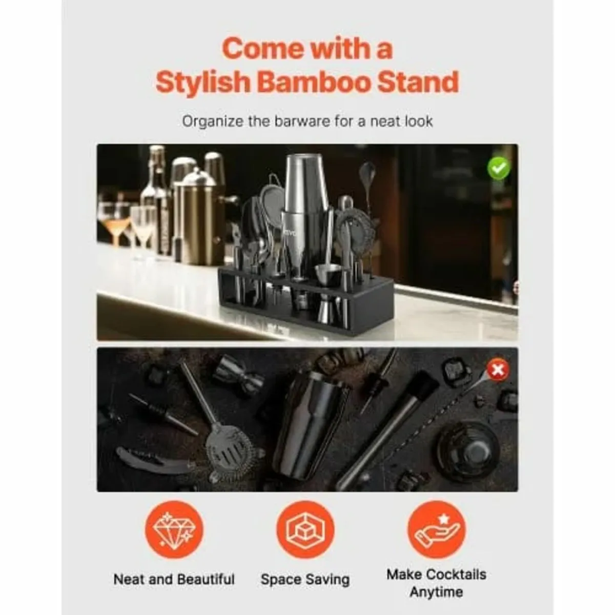 Cocktail Shaker Set, 13-Piece Stainless Steel Bar - Image 3