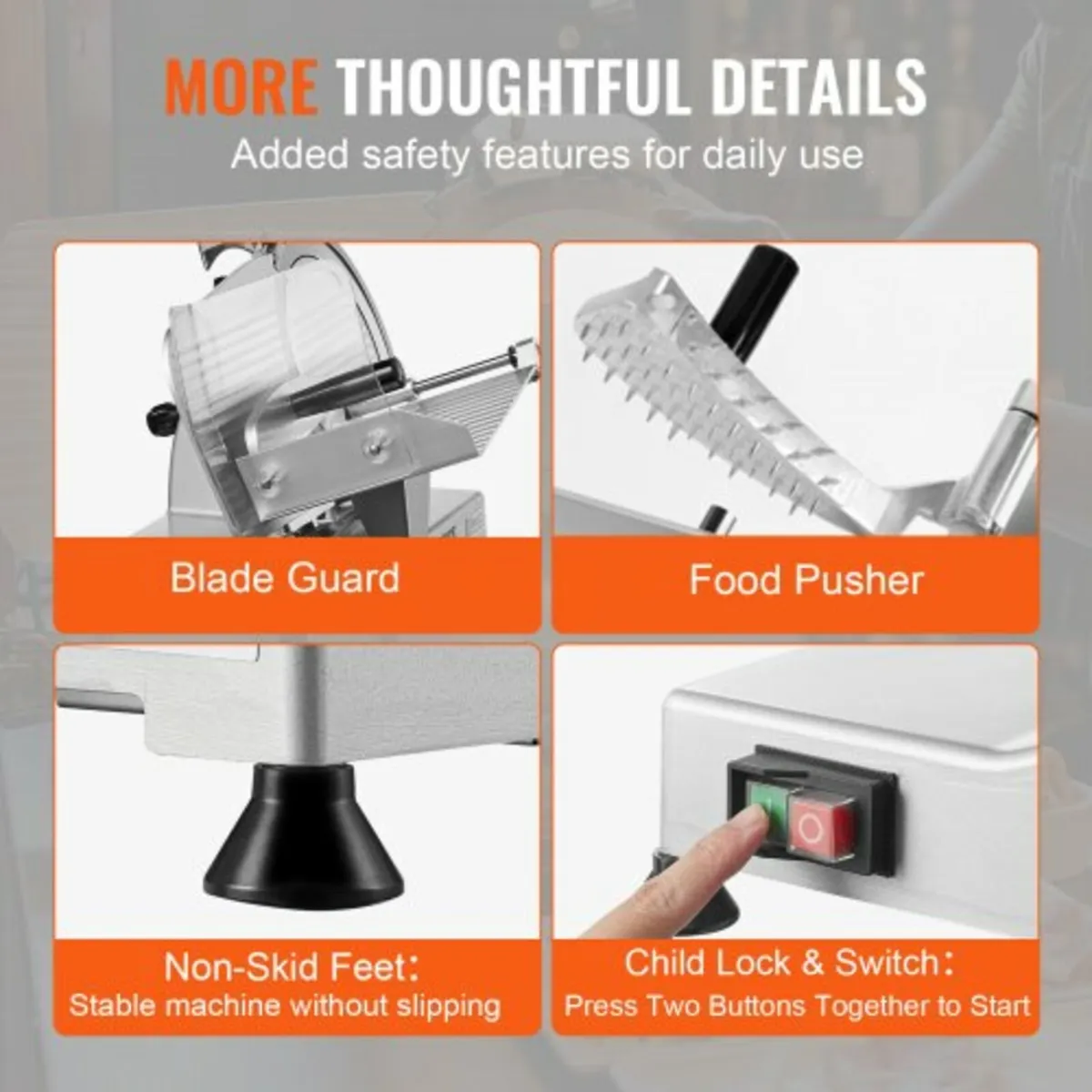 Meat Slicer, 340W Electric Deli Food Slicer with 2 - Image 3