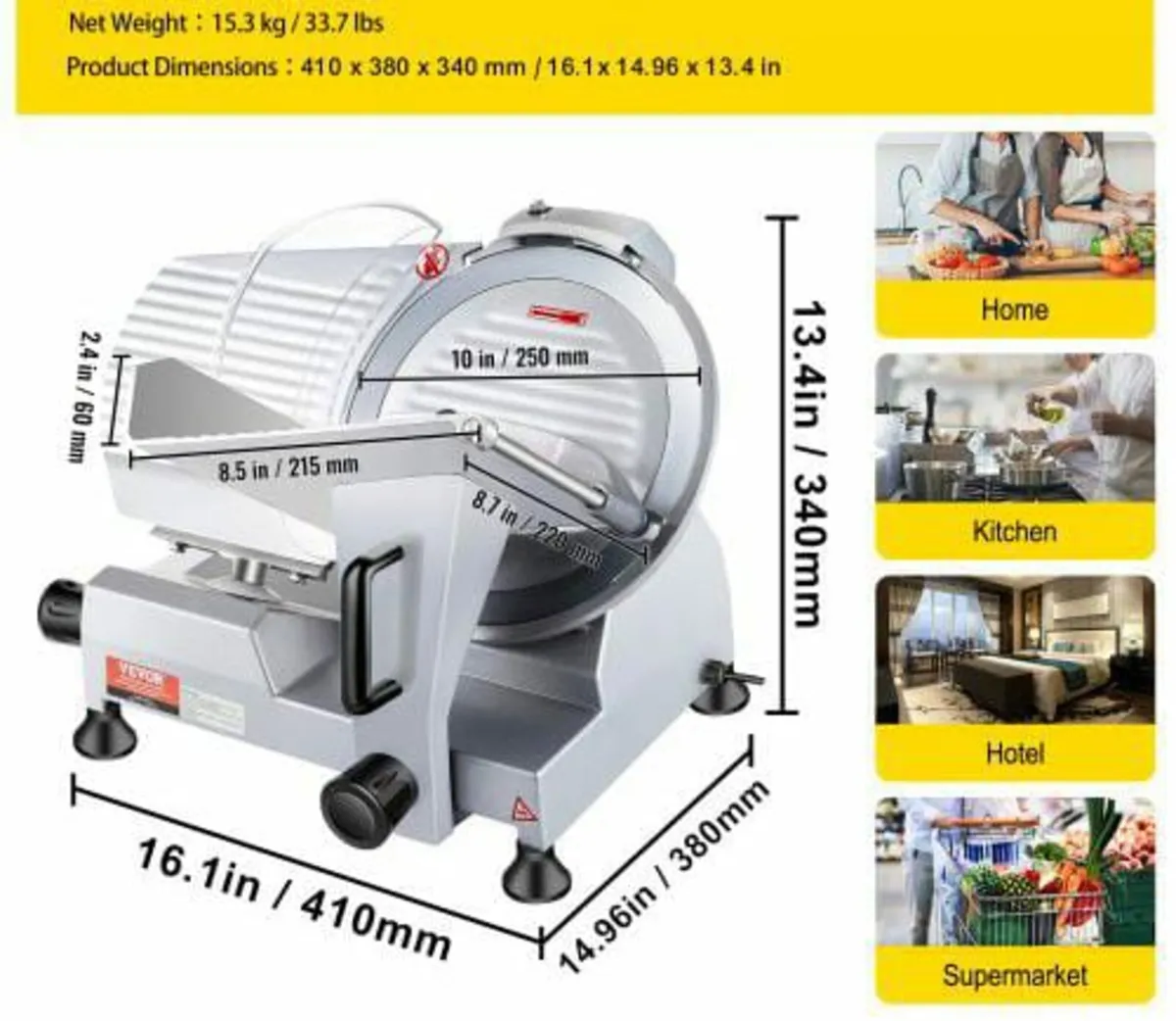 Meat Slicer, 240W Electric Deli Food Slicer, 10 in - Image 2