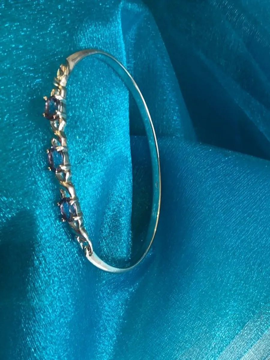 Vintage Silver Amethyst Bangle - Image 2