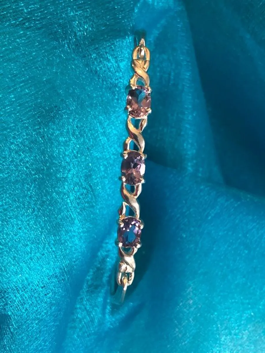 Vintage Silver Amethyst Bangle - Image 3