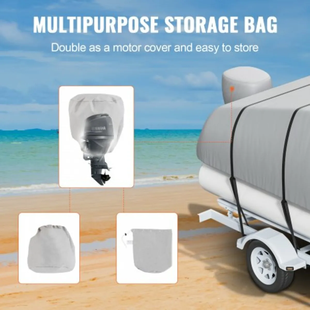 Pontoon Boat Cover, 19'-20' Waterproof Trailerable - Image 4