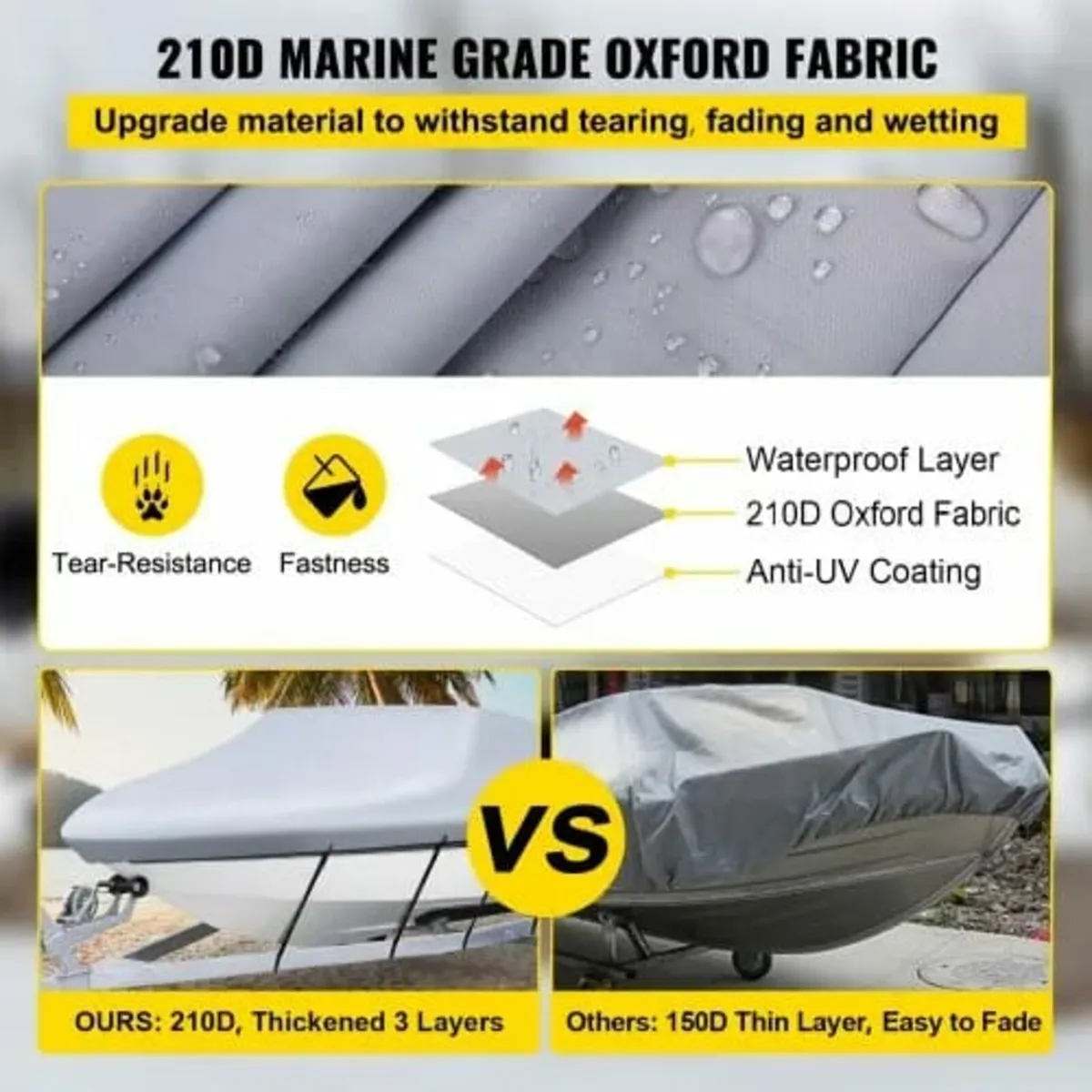 Waterproof Boat Cover, 518.2 cm-579.1 cm Trailerab - Image 4