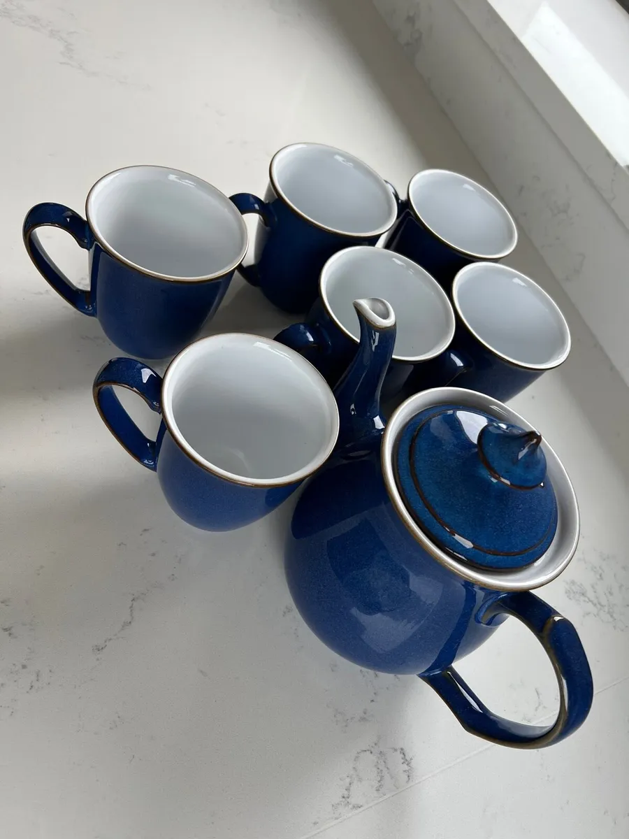 Denby Imperial Blue Mugs & Teapot - Image 2