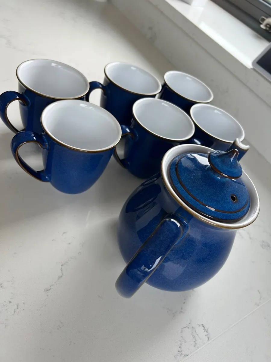 Denby Imperial Blue Mugs & Teapot - Image 3