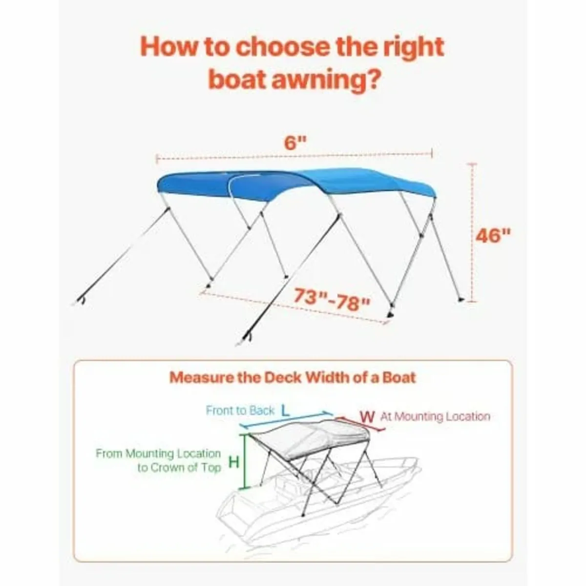 Waterproof & Sun Shade Boat Awning Canopy with Sto - Image 4