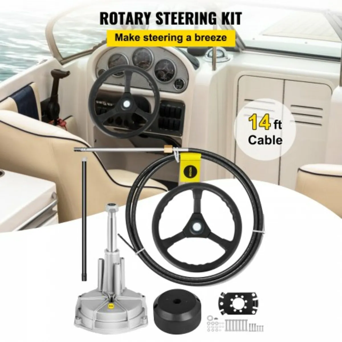 Outboard Steering System Kit, 14' Boat Steering Ca - Image 3