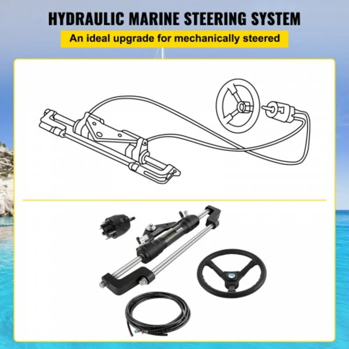 300HP Hydraulic Steering Kit Helm Pump, Cylinder, - Image 3