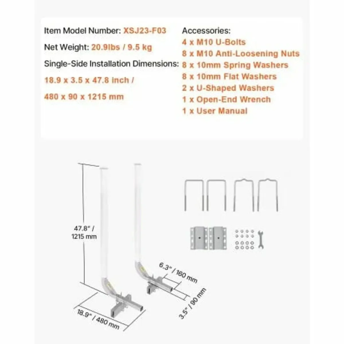 Boat Trailer Guide, 1219.2mm Adjustable Design Tra - Image 4