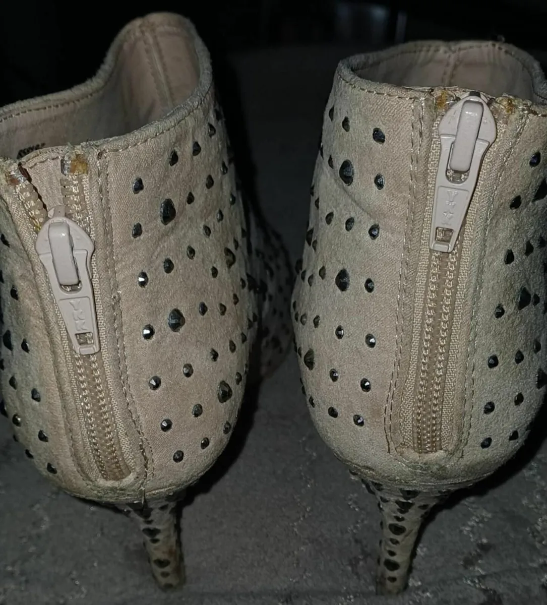 Tan and silver studded open toe ankle boots,size 5 - Image 3
