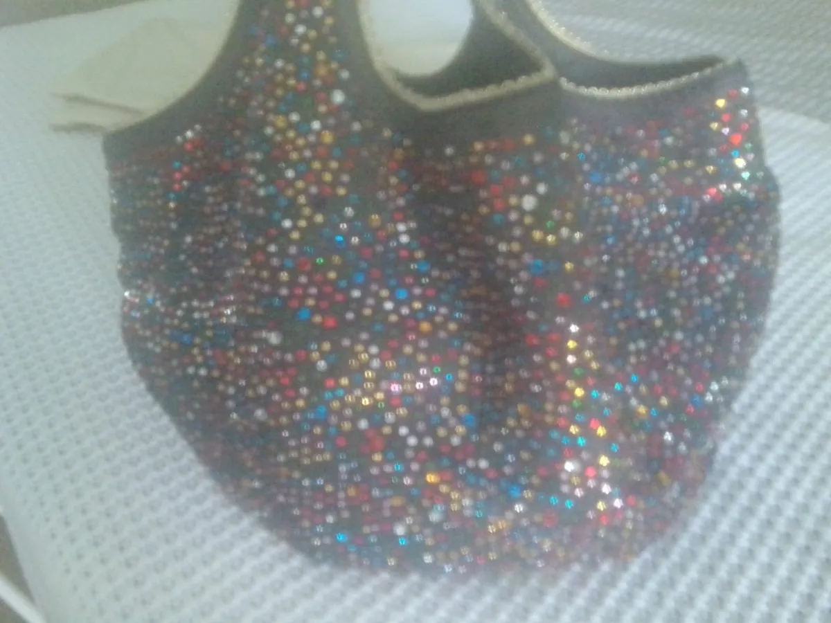 VINTAGE VELIKOKO Embellished CANVAS DENIM TOTE BAG - Image 2