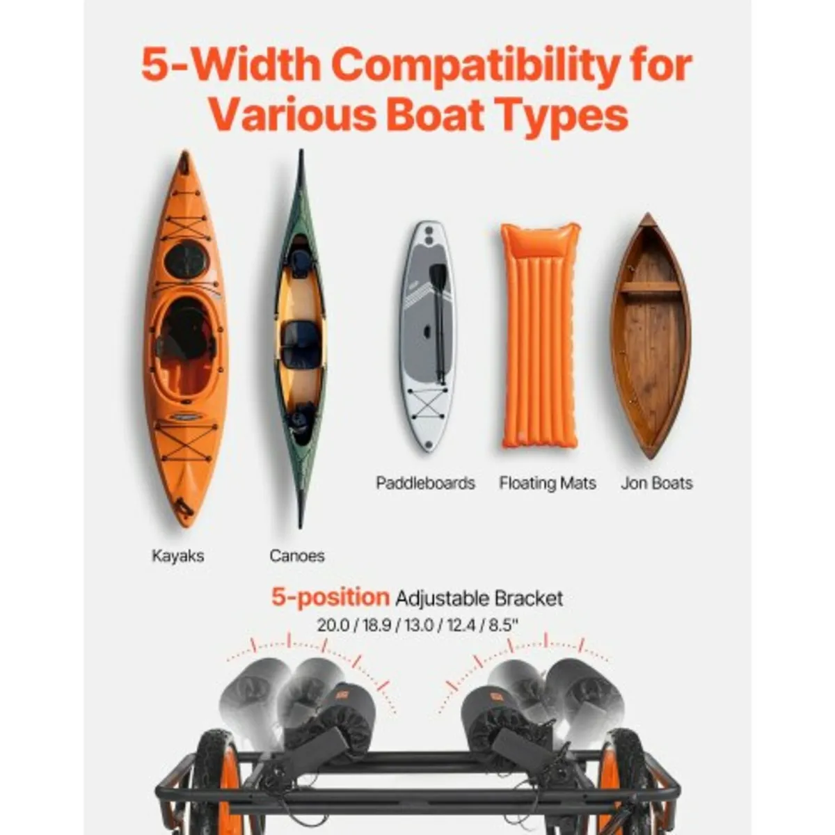 Kayak Cart, 149.7 kg Load Capacity, Canoe Cart Dol - Image 3