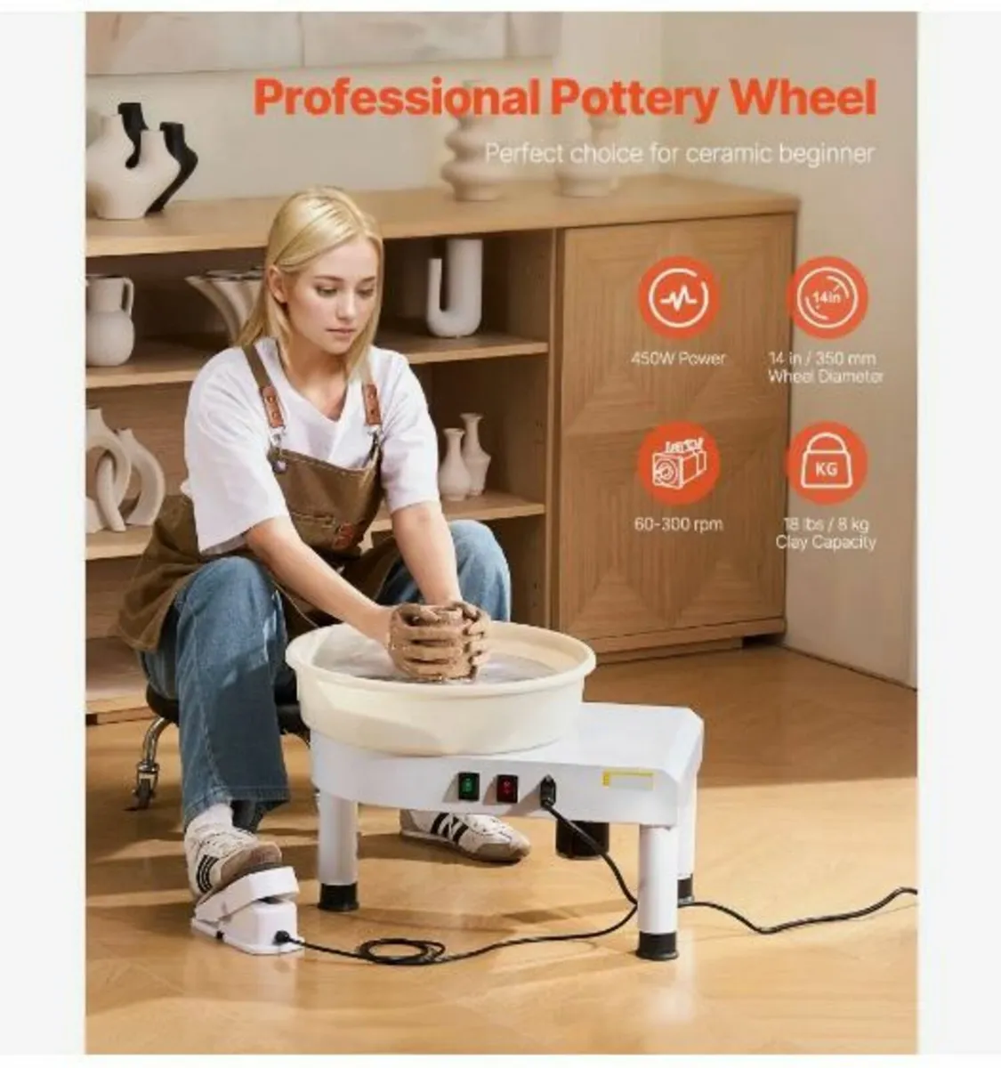 Pottery Wheel, 35 cm Ceramic Wheel Forming Machin - Image 2