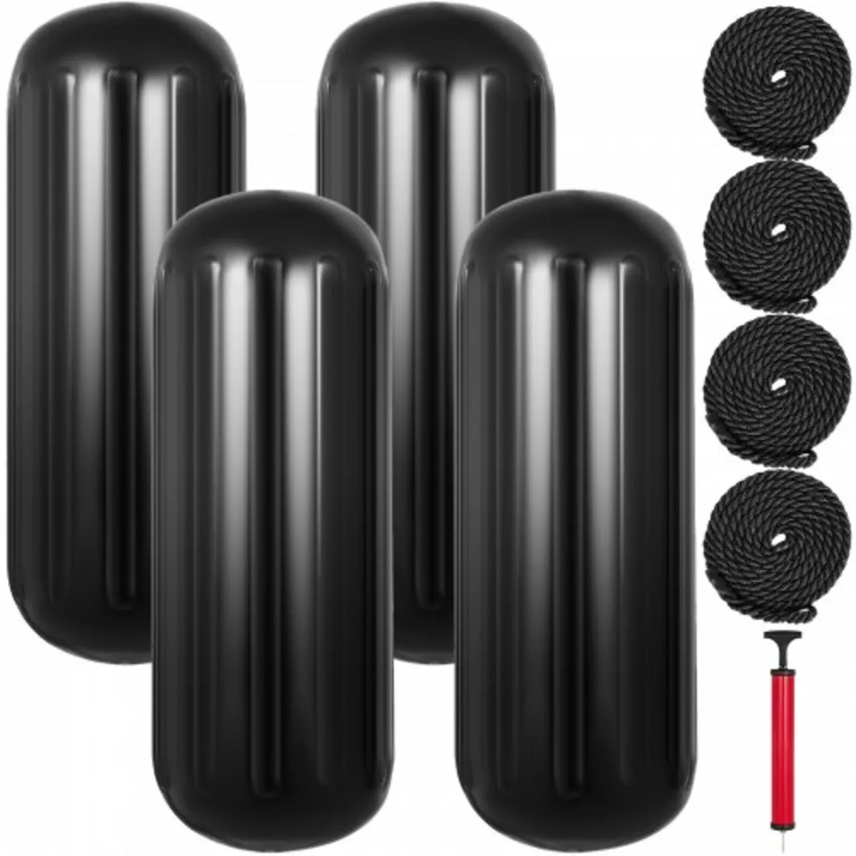 Boat Fenders, 10" x 28" Ribbed Fender, 4 Pack Boat - Image 1