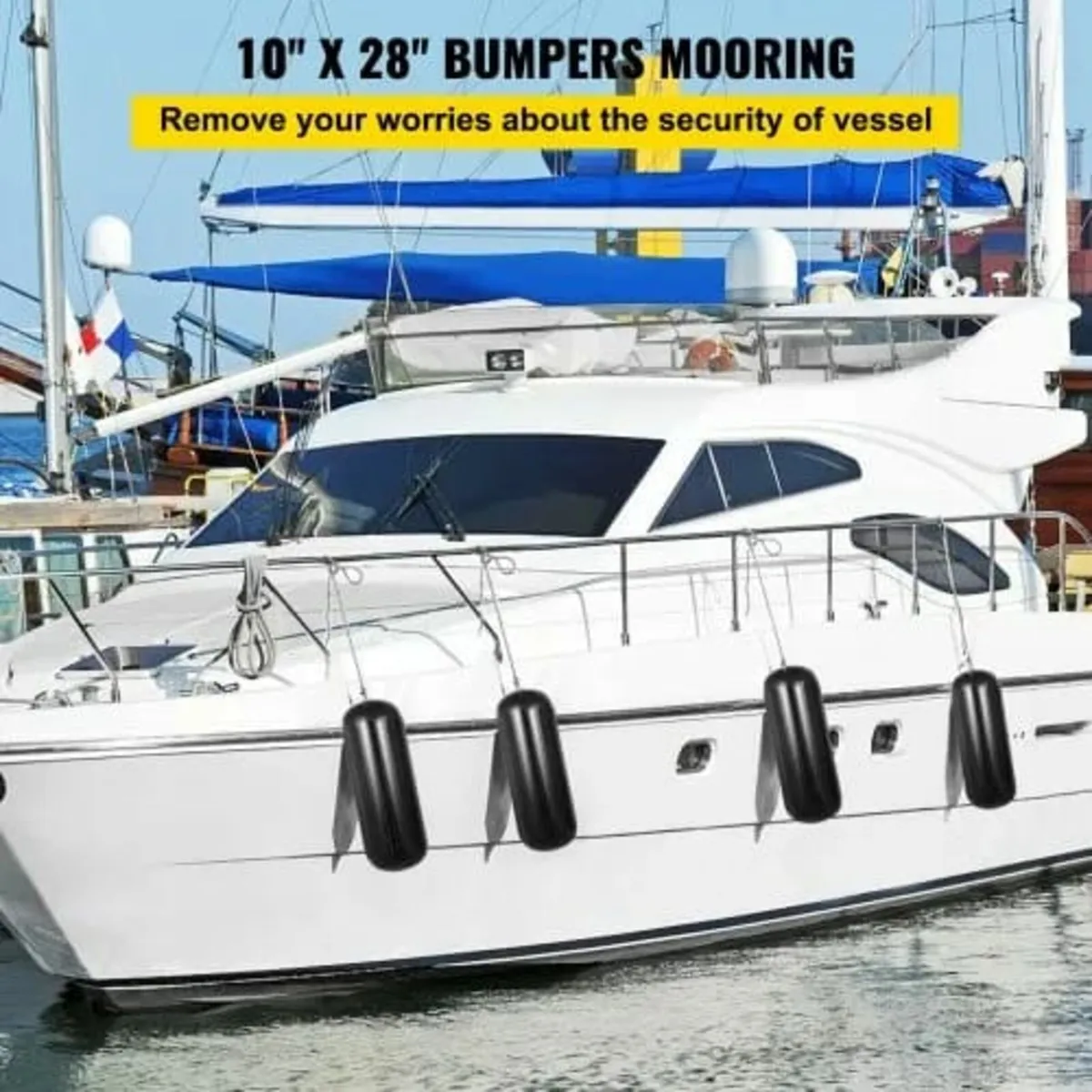 Boat Fenders, 10" x 28" Ribbed Fender, 4 Pack Boat - Image 3