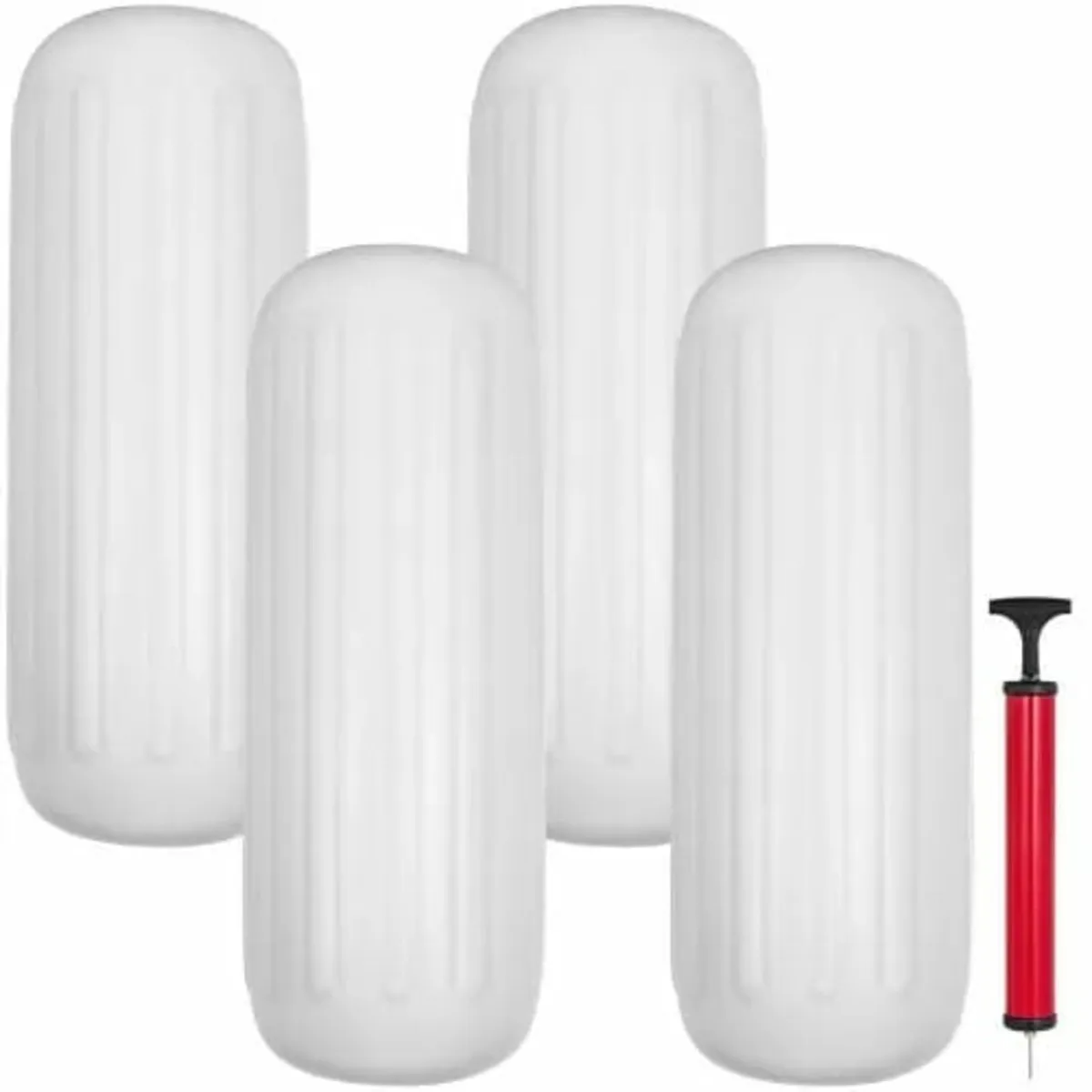4 NEW Ribbed Boat Fenders 10" x 28" Center Hole Bu - Image 1