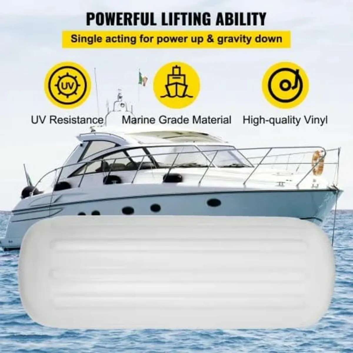 4 NEW Ribbed Boat Fenders 10" x 28" Center Hole Bu - Image 2