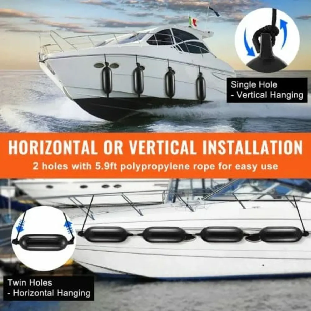 Boat Fenders, 14 cm x 51 cm Boat Bumpers for Docki - Image 4