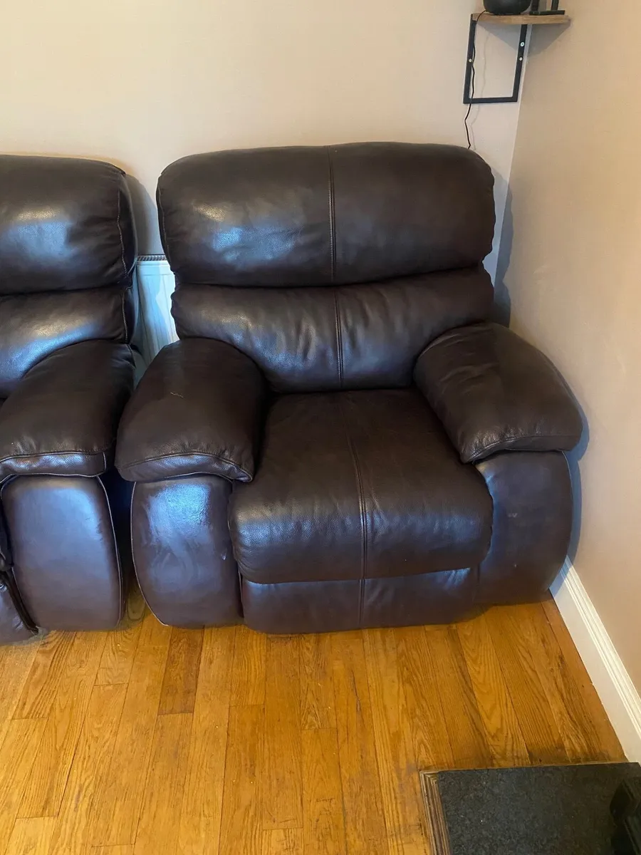 Brown Leather Recliner chairs - Image 3