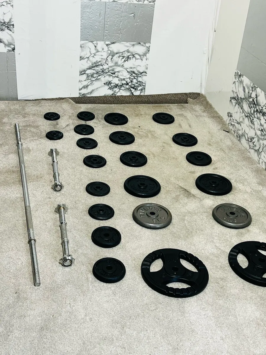 CAST IRON WEIGHTS SOLID BAR DUMBBELLS - Image 1