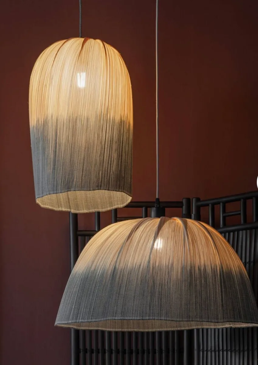 Dipped Dye Pleated Bamboo Lampshade - Image 1