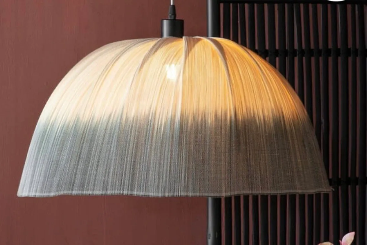 Dipped Dye Pleated Bamboo Lampshade - Image 2