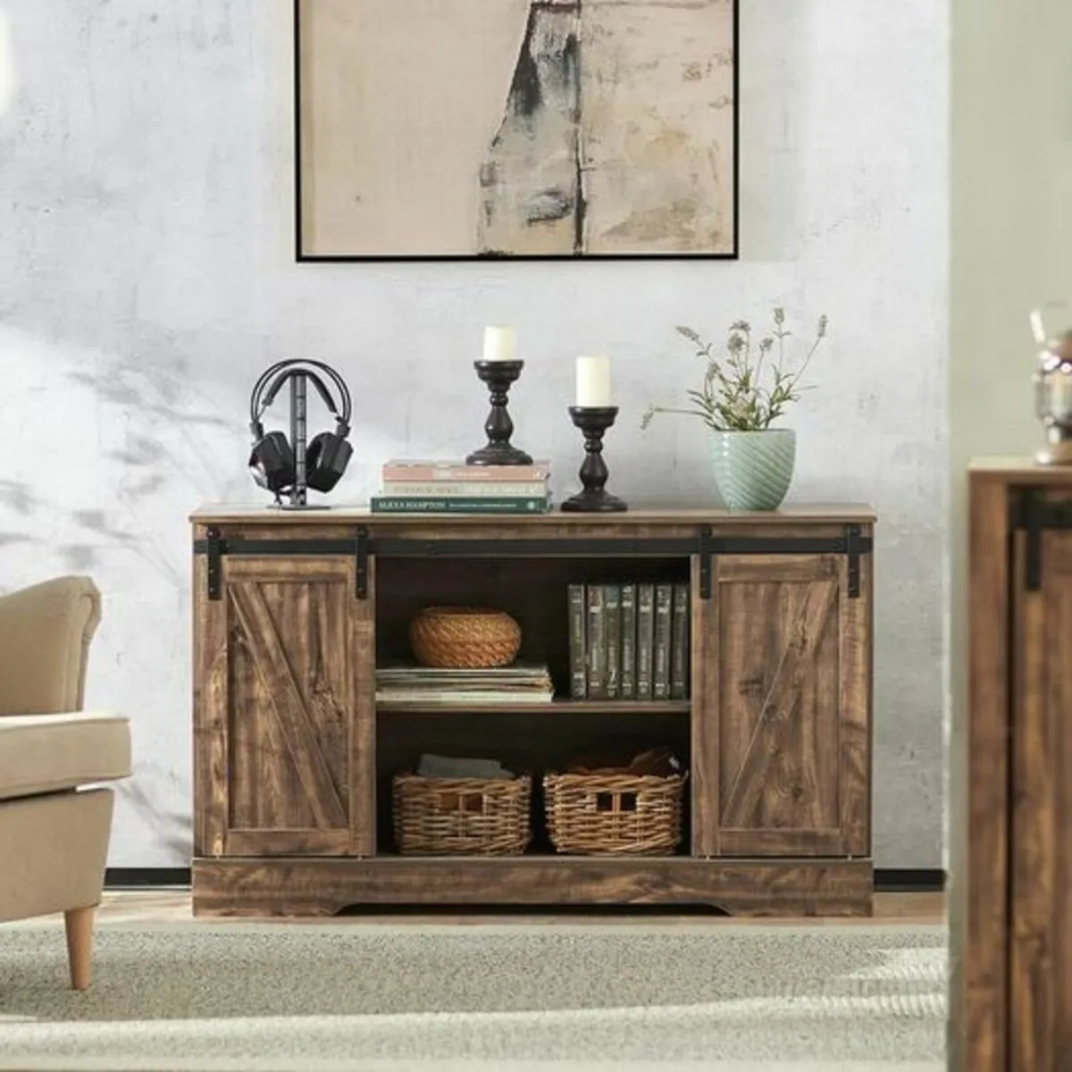 Sideboard with Sliding Door TV Cabinet - Image 2