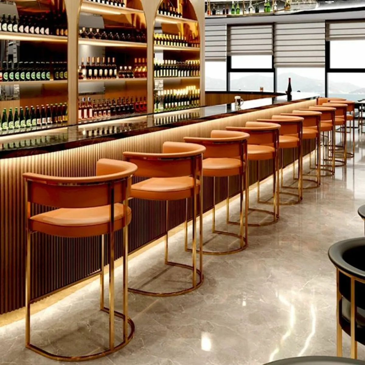 Brand New BrGlam Gold Metal Bar Stool - Image 1