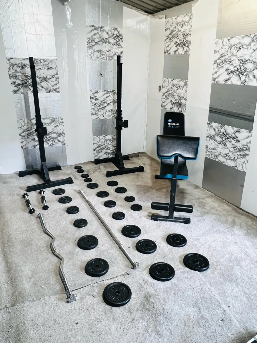 COMPLETE HOME GYM CAST IRON WEIGHTS BARS - Image 3