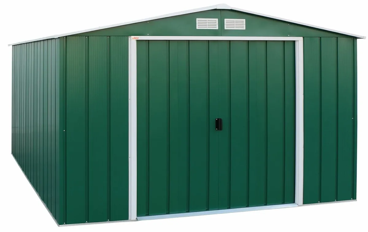 Steel Garden Shed 10x12 Green Free 3 Day Delivery - Image 1