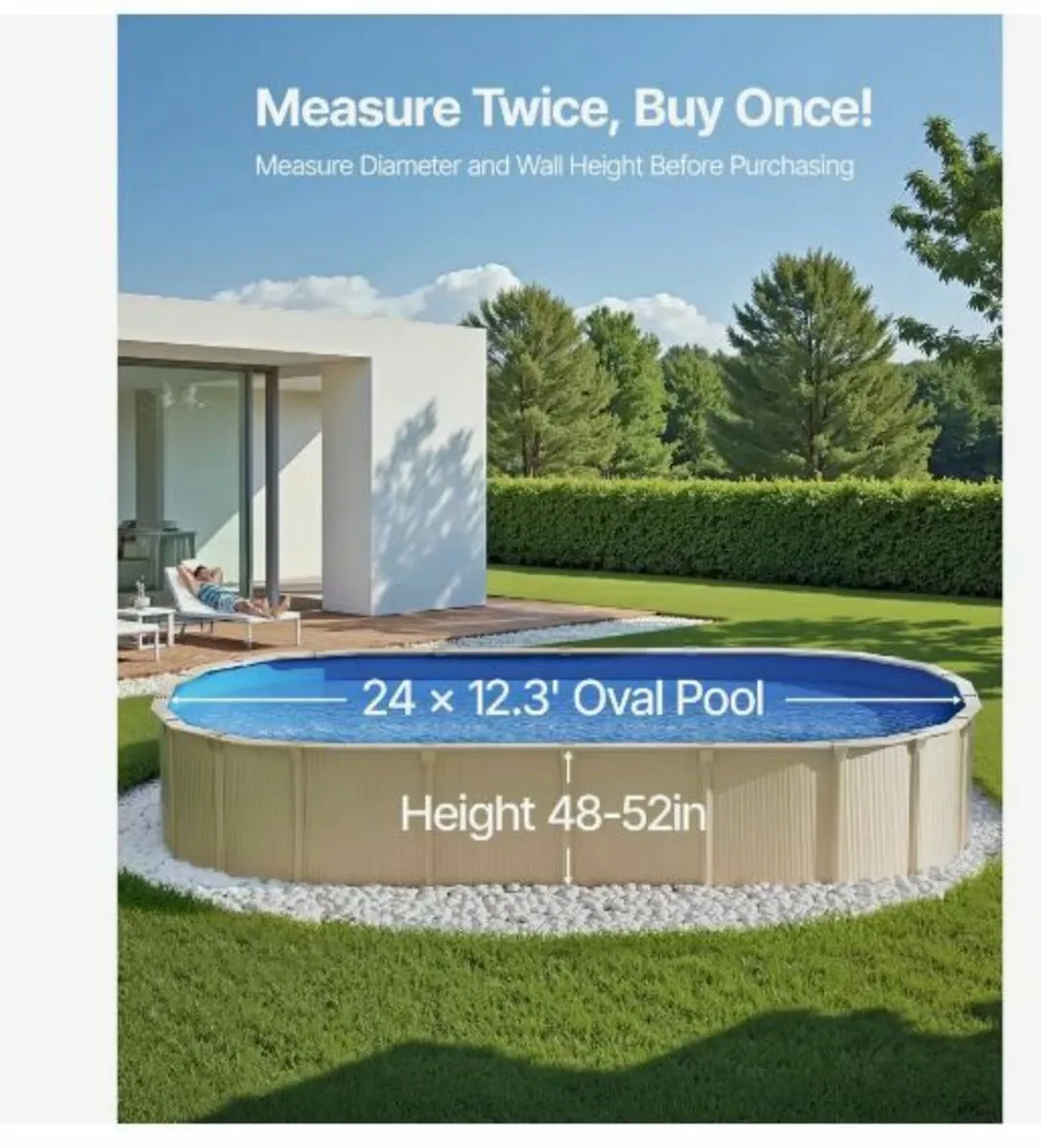 Oval Pool Liner, 24 x 12.3 ft, Swimming - Image 1