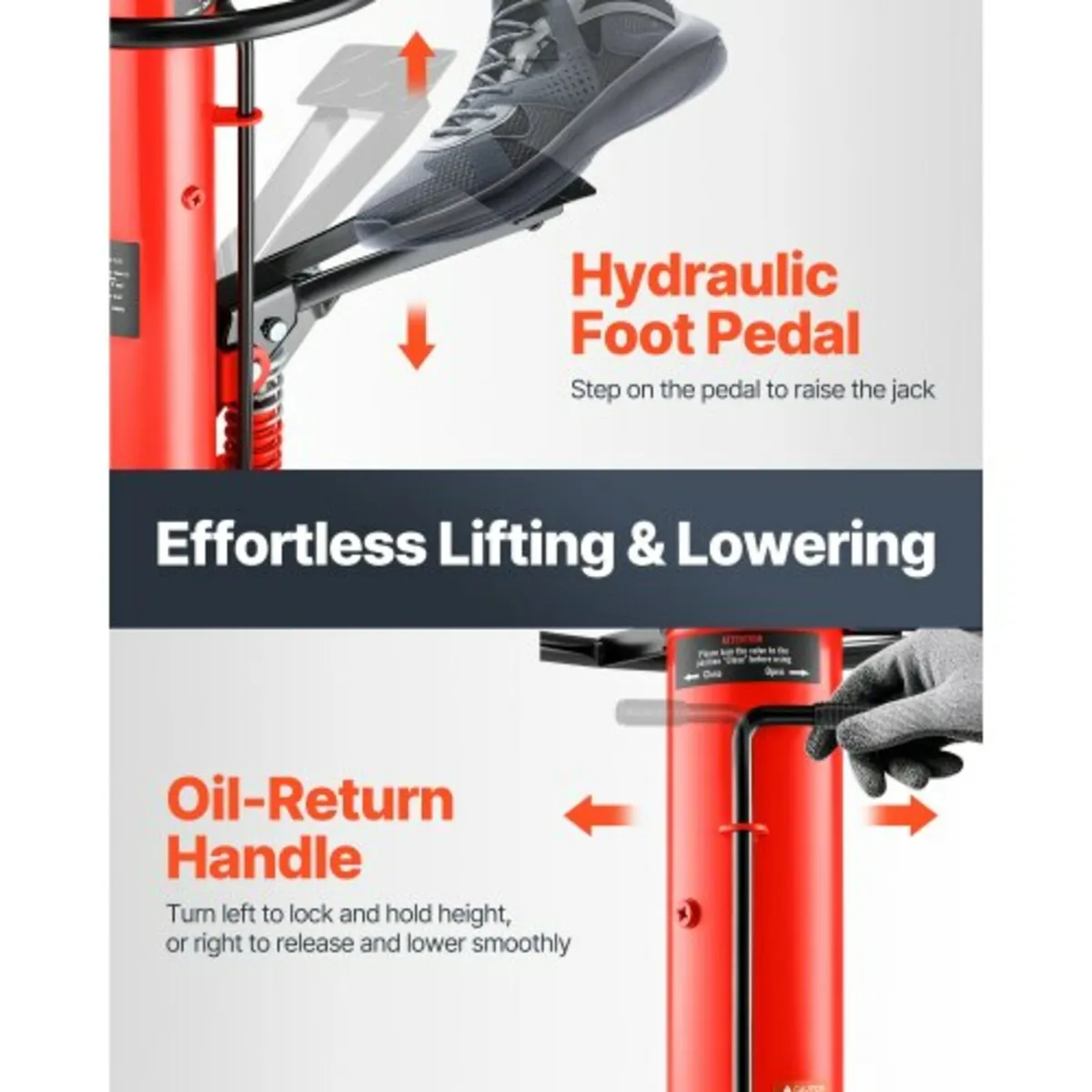 Jack 1100 lbs 2-Stage Hydraulic High Lift Vertical - Image 2