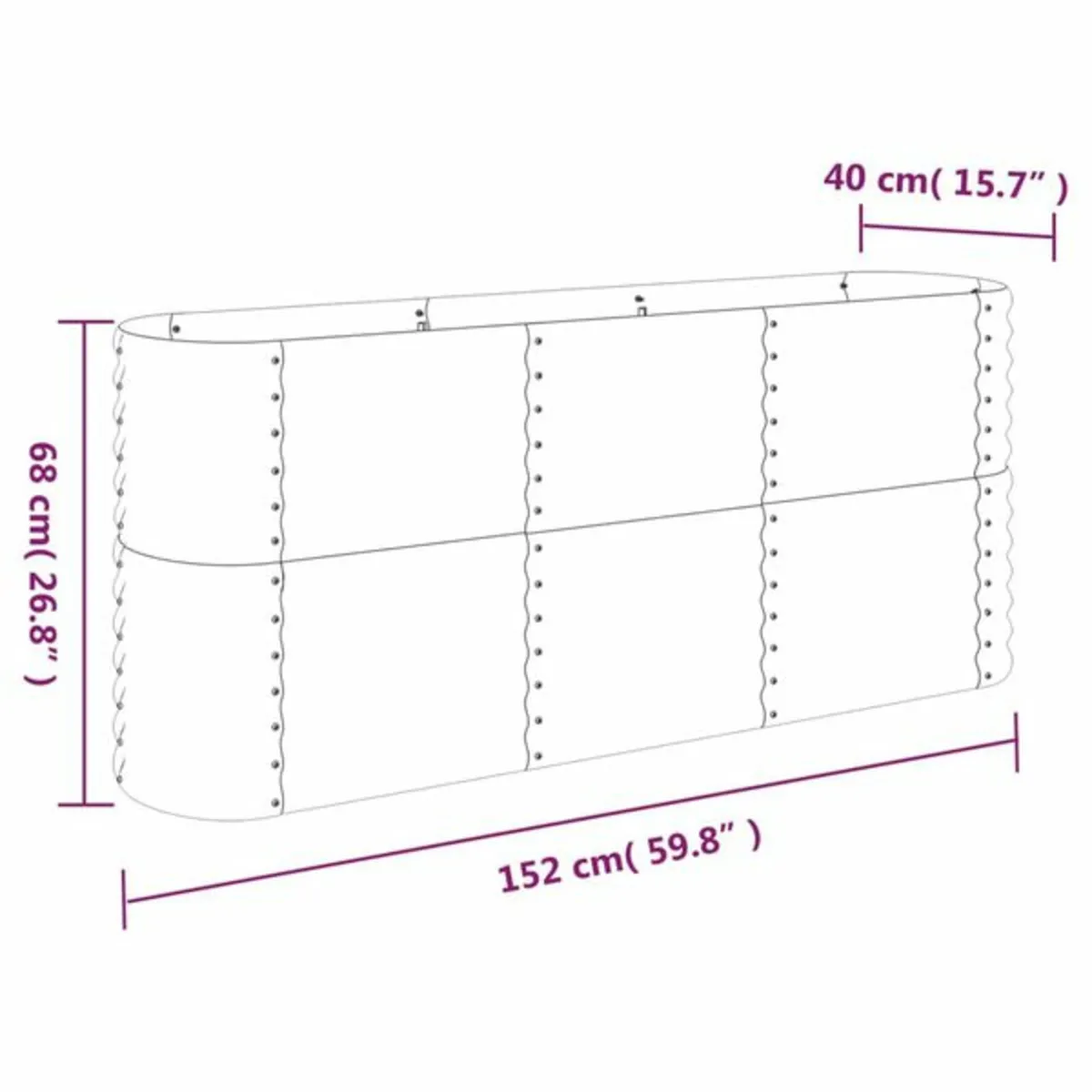 Garden Raised Bed Galvanised Steel 152x40x68 cm Gr - Image 4
