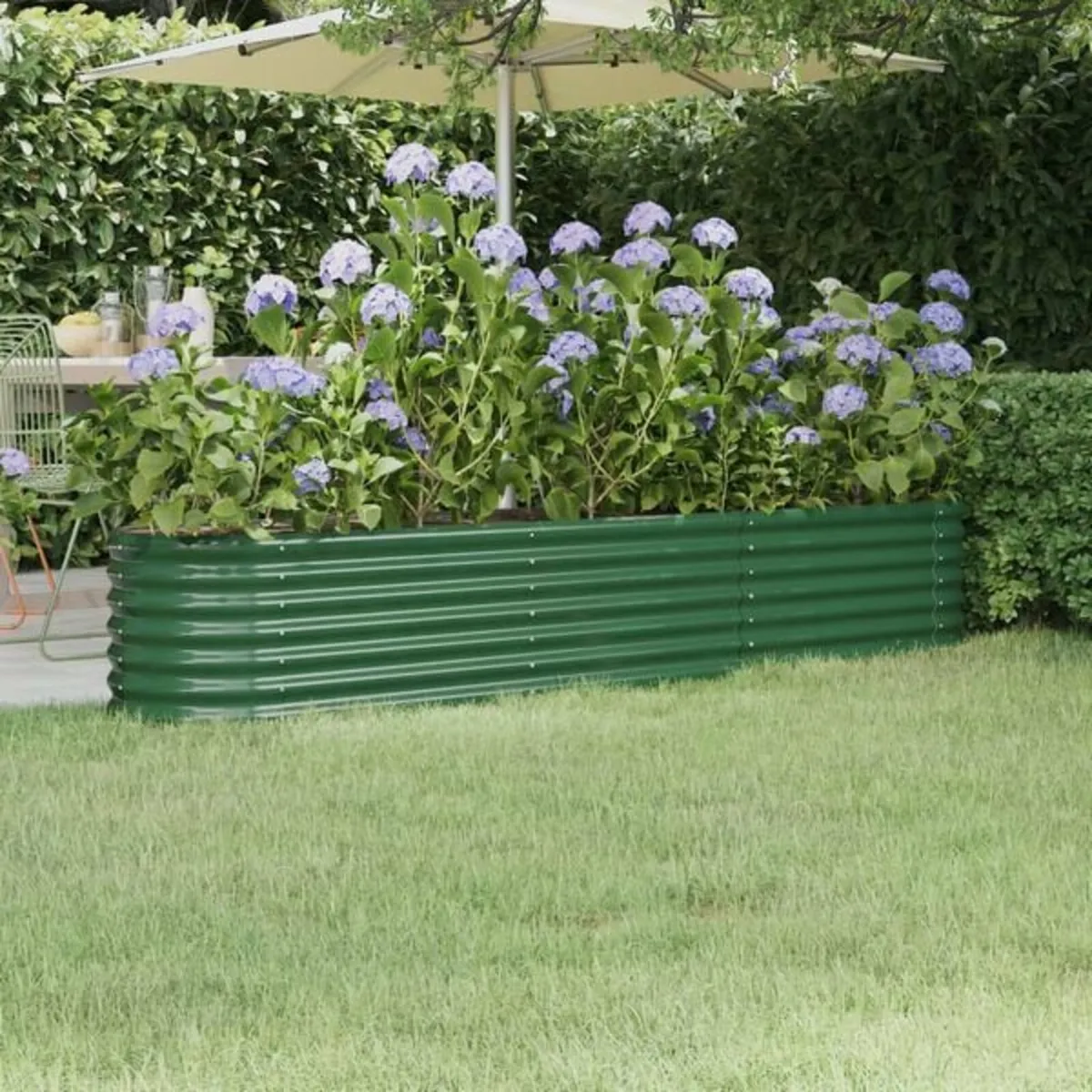 Garden Raised Bed Galvanised Steel 224x40x36 cm Gr - Image 1