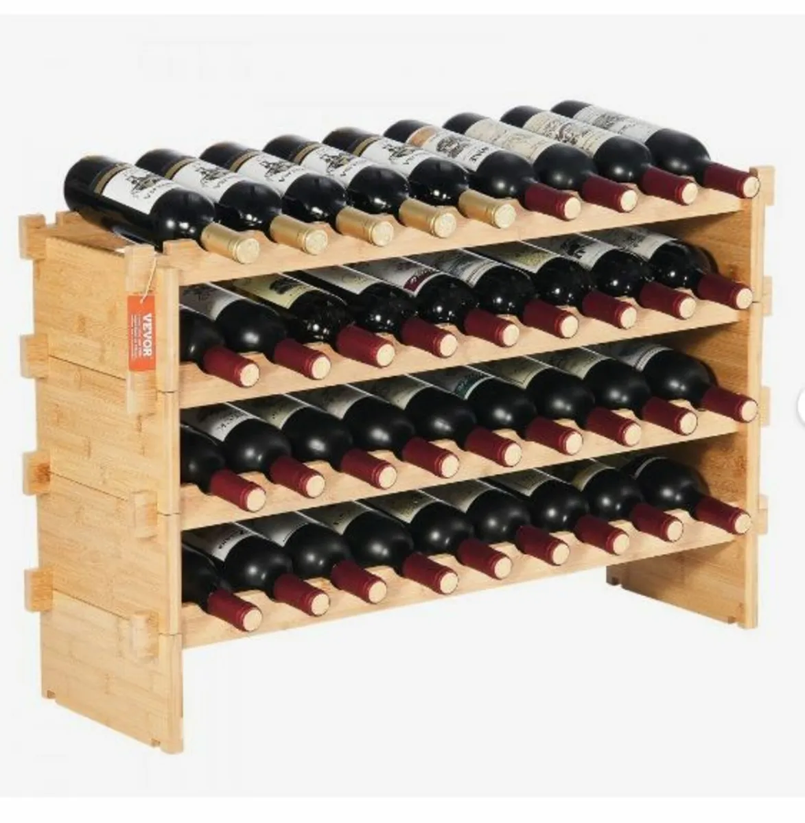 36 Bottle Stackable Modular Wine Rack, 4-Tier - Image 1