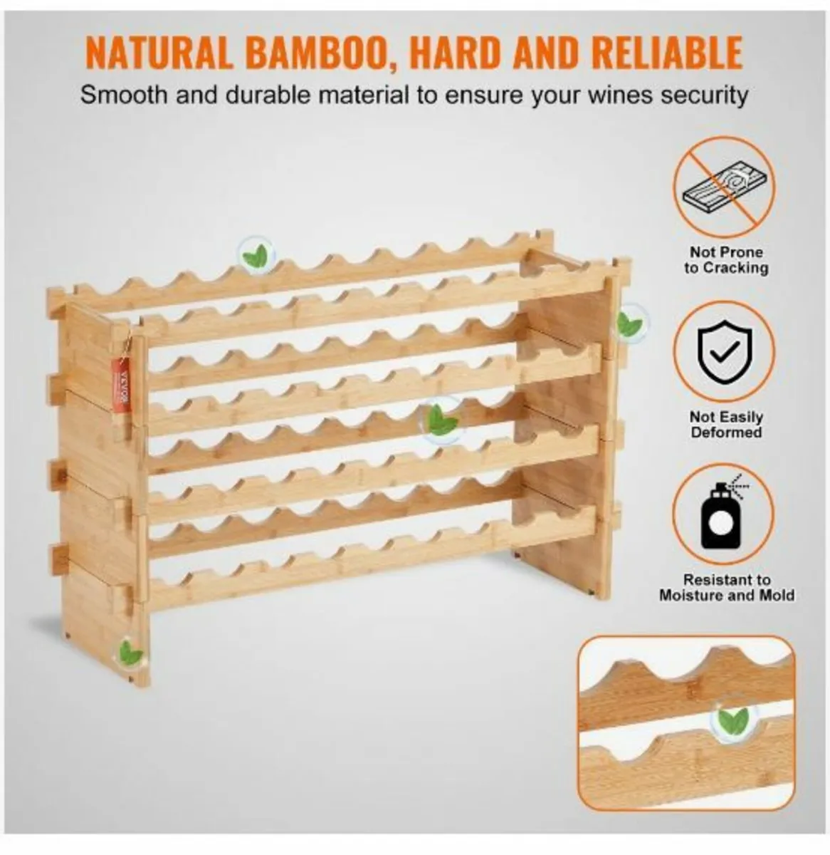 36 Bottle Stackable Modular Wine Rack, 4-Tier - Image 2