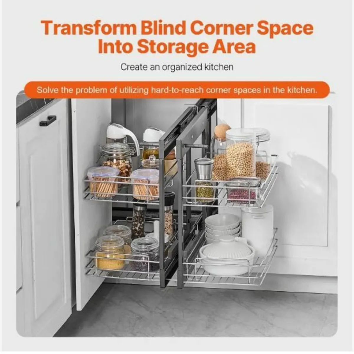 Min 15"W Opening Blind Corner Pull Out Organizer - Image 2