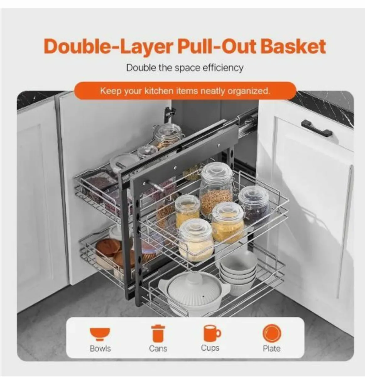 Min 15"W Opening Blind Corner Pull Out Organizer - Image 3
