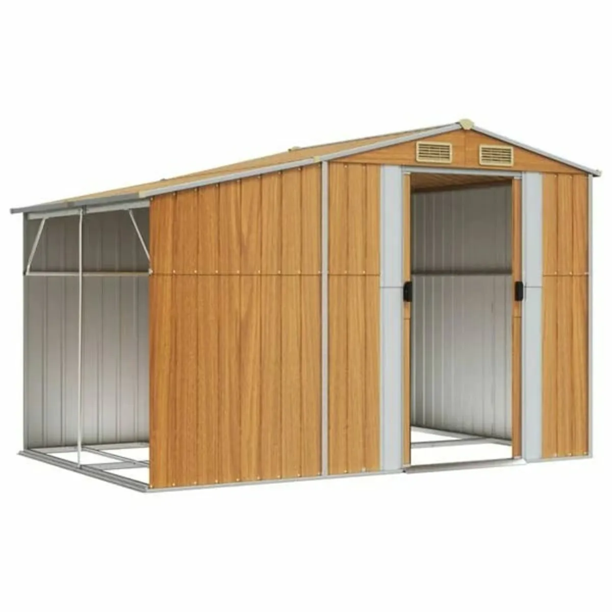 Garden Shed Light Brown 277x192.5x179 cm Galvanise - Image 4