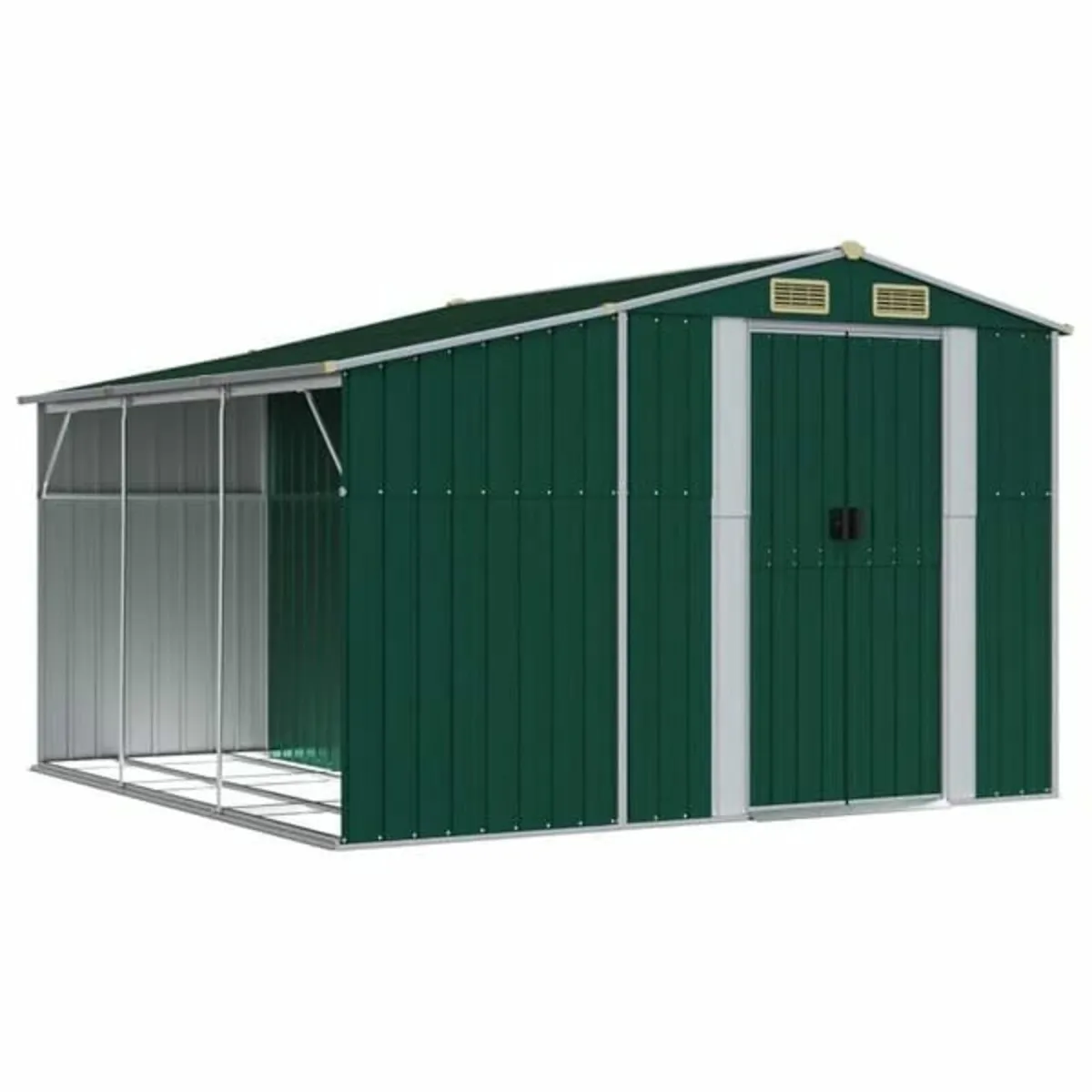 Garden Shed Green 277x279x179 cm Galvanised Steel - Image 1